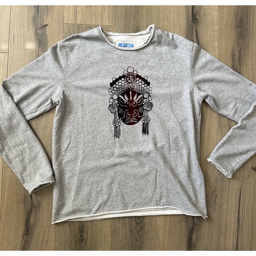 Vintage Hong-Kong Goods Of Desire Gray Sweatshirt Womens Large Y2K Rolled Hem